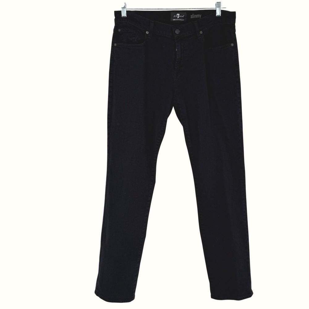 7 For All Mankind Slimmy‎ Luxe Performance Mens Black Slim Fit Jeans Size 34